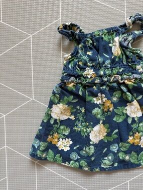 Old Navy|Baby girl/toddler linen navy floral sleeveless dress,size 18-24M•Boho